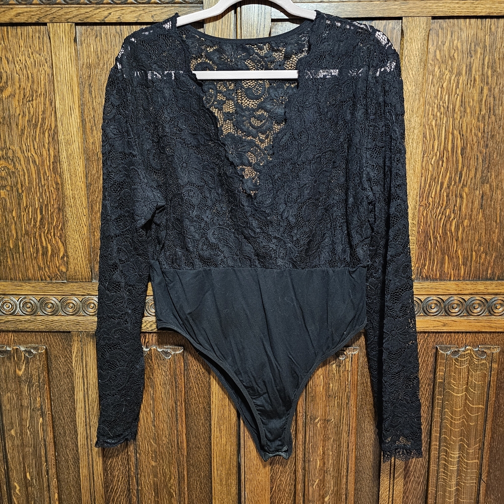 Elegant Black Lace Bodysuit